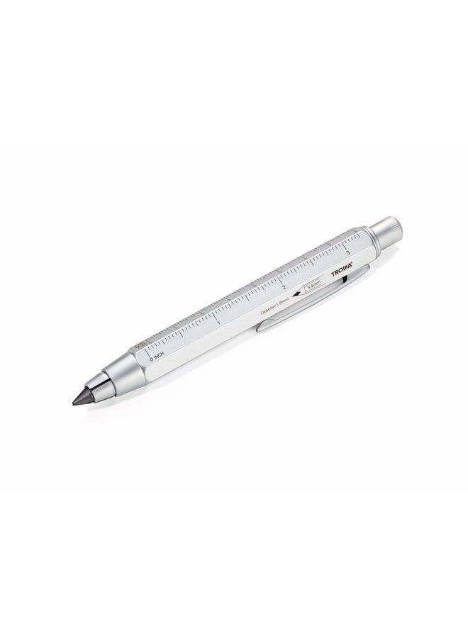 Troika ترويكه زيمرمان 5,6 – PEN56/SI – قلم نجار – قلم قابل للتشبيك (رصاص 5.6 مم HB) – مسطرة سنتيمتر/بوصة – مقياس 1:20 م/1:50 م – نحاس – فضي - Image 1