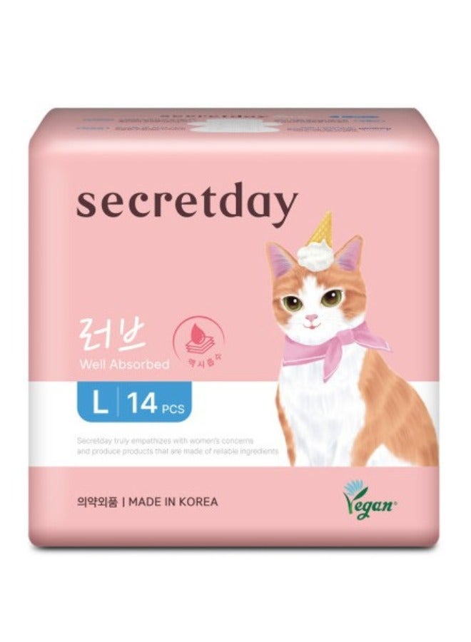 secretday SECRETDAY LOVE Sanitary Pads with Wings, Maxi- Absorption, Leak Protection with Triple guard, Soft & Slim Top Sheet, Air circulation Breathable Waterproof Layer, Made in Korea(Large, 14pc) - Image 1