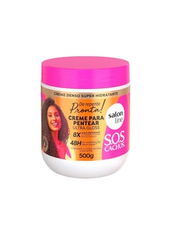 Salon Line  Linha SOS Cachos De Repente Pronta  Creme para Pentear Ultra Gloss 500 gr  SOS Curls Suddenly Ready  AntiPorosity Conbing Cream Net 1764 Oz