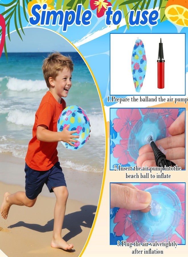 Arrowbash 12 Pack Hawaii Cartoon Themed Beach Ball Blue 7.87" Bulk for Summer Pool and Beach Game Gifts Birthday Party Supplies Decorations Favor - Image 4