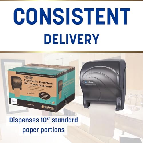 San Jamar Tear-N-Dry Essence Paper Towel Dispenser Automatic Dispenser for Bathroom, Kitchens, and Restaurants, Plastic, 10 x 14.75 x 12.25 Inches, Black - Image 4