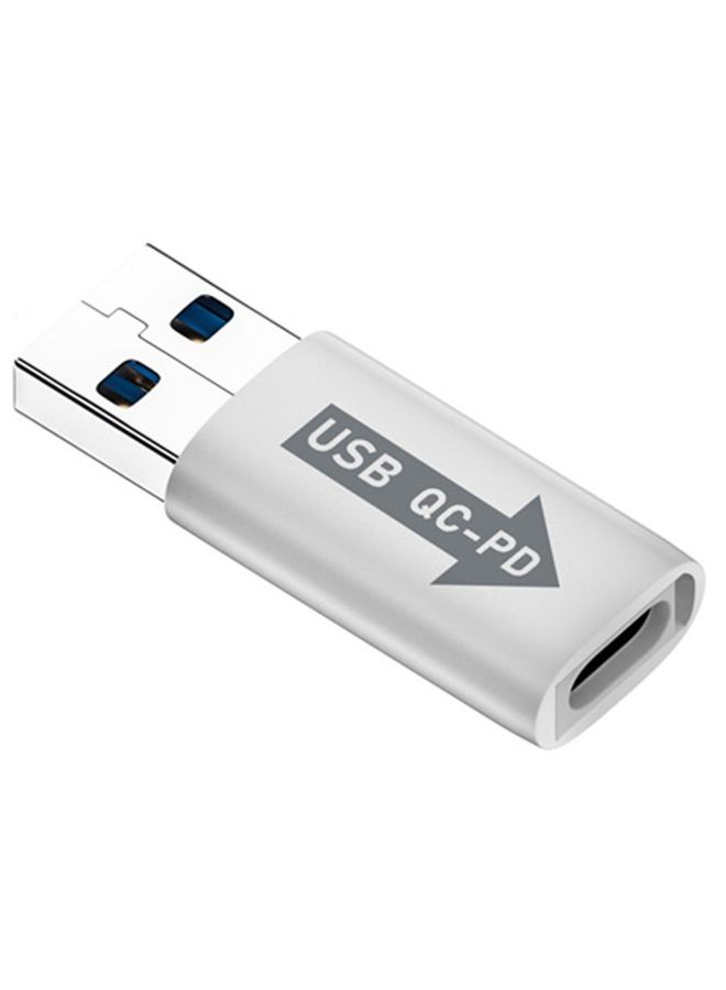 BURAQ USB-A  Male QC3.1 to Type-C Female PD 10Gbps Converter Adapter, Model:White without Indicator Light - Image 1