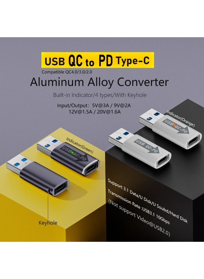 BURAQ USB-A  Male QC3.1 to Type-C Female PD 10Gbps Converter Adapter, Model:White without Indicator Light - Image 3