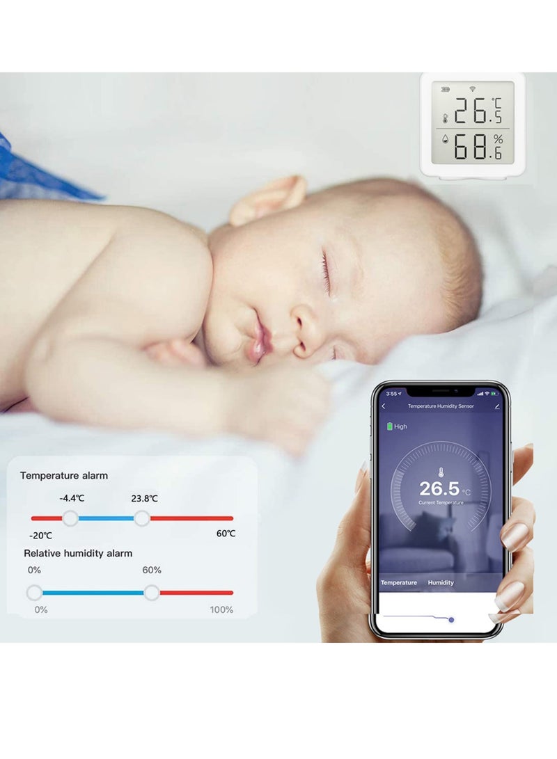 مقياس حرارة ورطوبة ذكي واي فاي، جهاز استشعار درجة الحرارة اللاسلكي الذكي من تويا لنظام أتمتة المنزل متوافق مع أليكسا لغرفة الأطفال، المرآب، قبو النبيذ، والخوادم  - Image 4