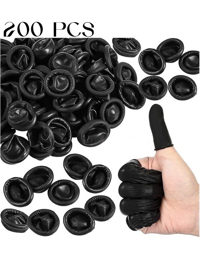 Realfrog Latex Finger Cots, 200 PCS Disposable Latex Finger Cots Protective Fingertips Gloves Black Finger Sleeves Finger Protectors Fingertip Bandages For Industrial Beauty And More  - Image 1