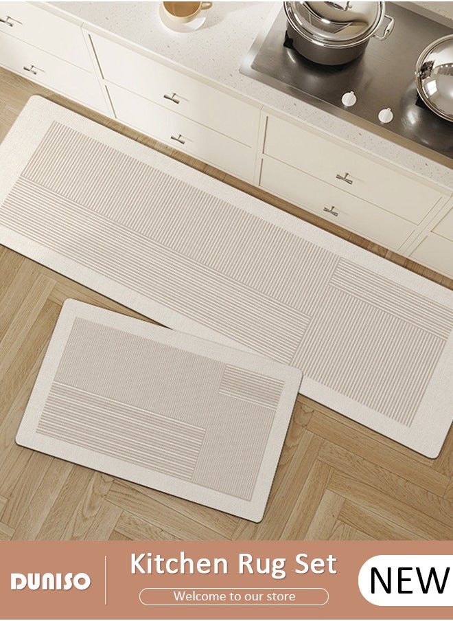 DUNISO 2 PCS  Kitchen Mats and Rugs Set , Non Slip Heavy Duty Standing Mat, Quick Dry Diatom Mud Floor Mat,  Extra Soft and Absorbent Floor Mats for  Kitchen, Bath, Office, Laundry(40*60cm+40*120cm)  - Image 1