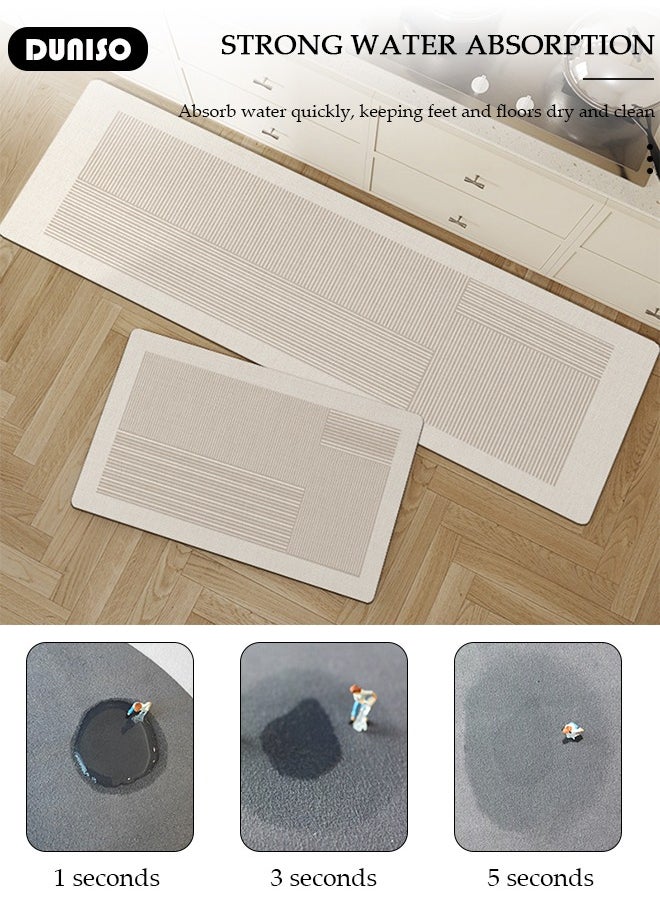 DUNISO 2 PCS  Kitchen Mats and Rugs Set , Non Slip Heavy Duty Standing Mat, Quick Dry Diatom Mud Floor Mat,  Extra Soft and Absorbent Floor Mats for  Kitchen, Bath, Office, Laundry(40*60cm+40*120cm)  - Image 3