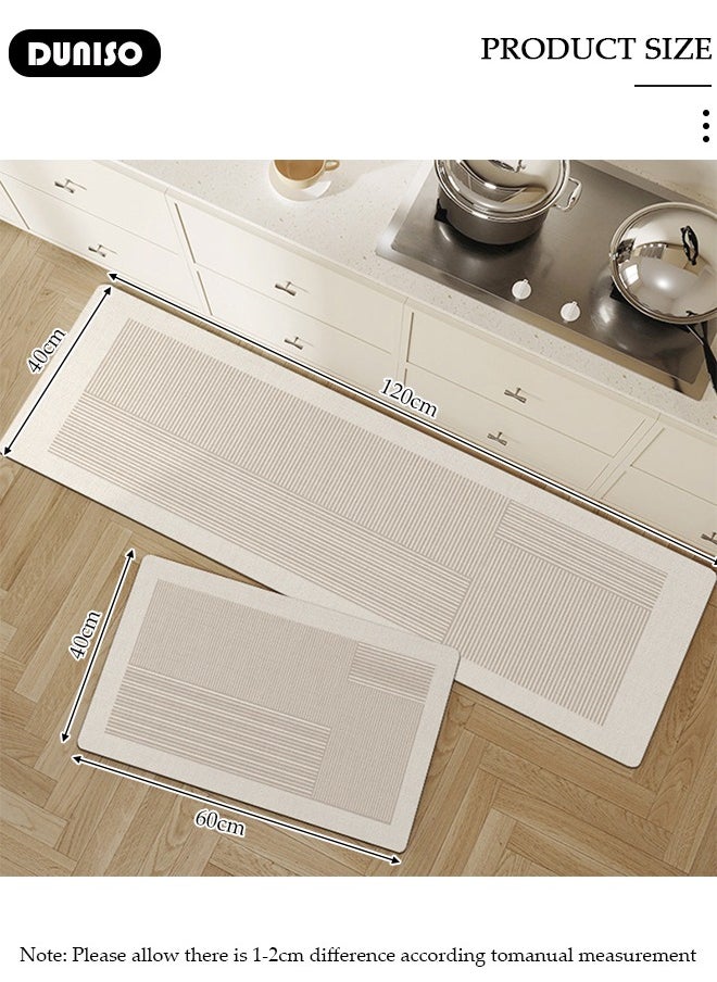 DUNISO 2 PCS  Kitchen Mats and Rugs Set , Non Slip Heavy Duty Standing Mat, Quick Dry Diatom Mud Floor Mat,  Extra Soft and Absorbent Floor Mats for  Kitchen, Bath, Office, Laundry(40*60cm+40*120cm)  - Image 4