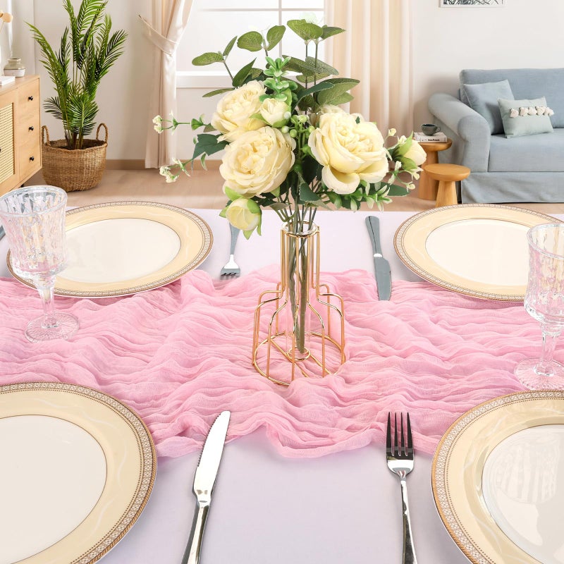 CKIKU 6 Pack 10FT Pink Cheesecloth Table Runner 120 Inch Long Gauze Rustic Boho Cheese Cloth Table Runner Sheer Fabric for Easter Wedding Party Birthday Bridal Baby Shower Spring Home DÃ©cor - Image 4
