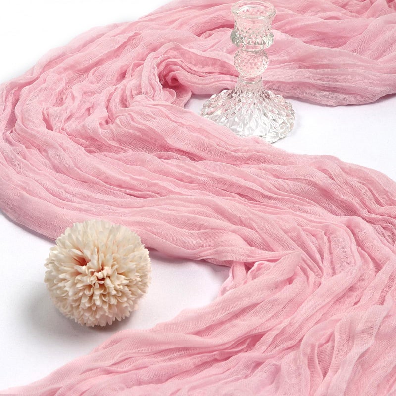 CKIKU 6 Pack 10FT Pink Cheesecloth Table Runner 120 Inch Long Gauze Rustic Boho Cheese Cloth Table Runner Sheer Fabric for Easter Wedding Party Birthday Bridal Baby Shower Spring Home DÃ©cor - Image 3