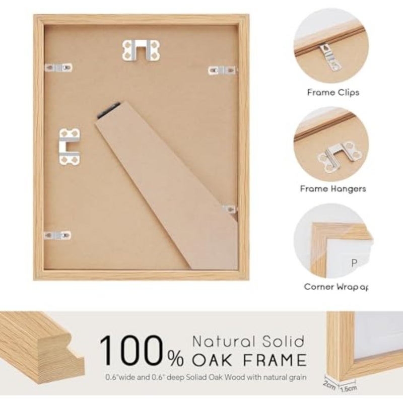 ® Oak Wood Picture Frams - Minimalist A4 Oak Wood Frames, 21 * 29.7cm Picture Frame Wood, Natural Solid Wooden Picture Frames for Wall Art Photo and Prints 1 Pack (A4) - Image 3