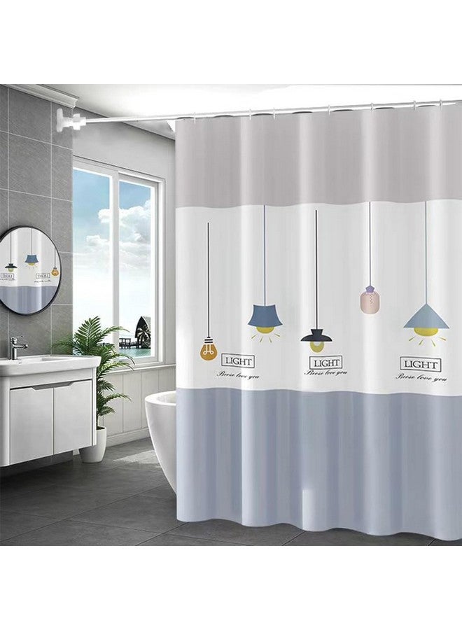Kuber Industries 6x6 Ft Waterproof Shower Curtains for Bathroom | Washroom Partition Screen & Wall Divider Parda for Bath | Striped - Grey - Image 2