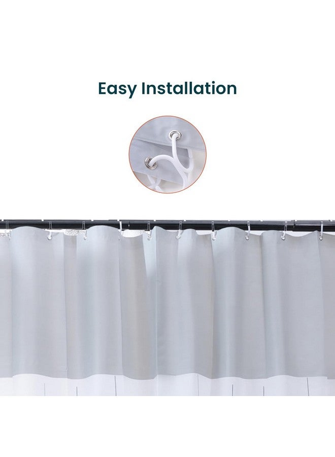 Kuber Industries 6x6 Ft Waterproof Shower Curtains for Bathroom | Washroom Partition Screen & Wall Divider Parda for Bath | Striped - Grey - Image 5