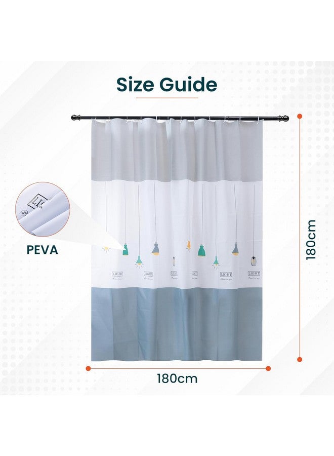 Kuber Industries 6x6 Ft Waterproof Shower Curtains for Bathroom | Washroom Partition Screen & Wall Divider Parda for Bath | Striped - Grey - Image 4