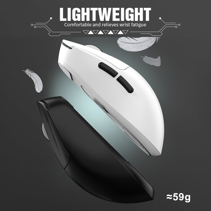 Wireless Gaming Mouse: White 59g Ultra-Lightweight - Triple-Mode Connectivity High-Accuracy Ergonomic Mouse for PC Laptop Windows MacOS Gaming Work - Image 4