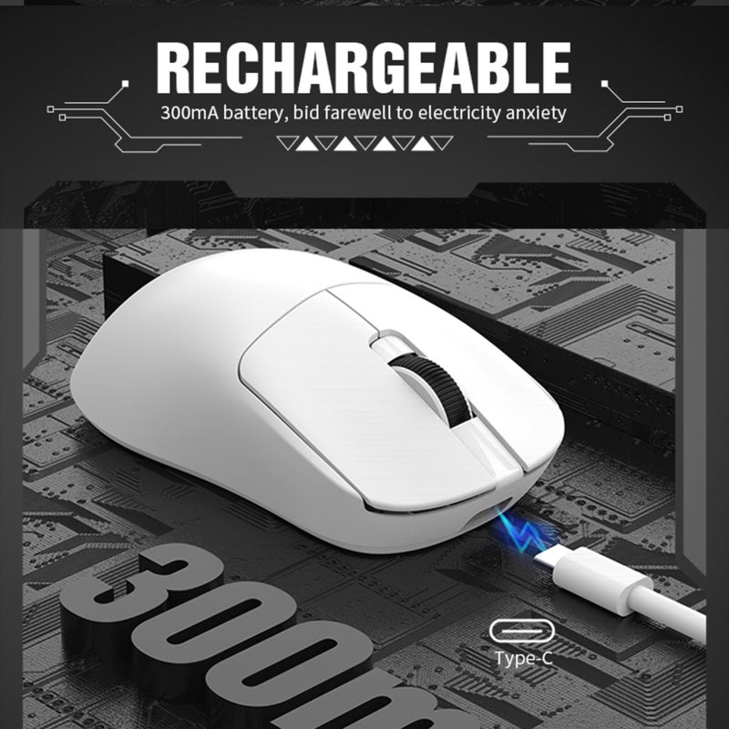 Wireless Gaming Mouse: White 59g Ultra-Lightweight - Triple-Mode Connectivity High-Accuracy Ergonomic Mouse for PC Laptop Windows MacOS Gaming Work - Image 3