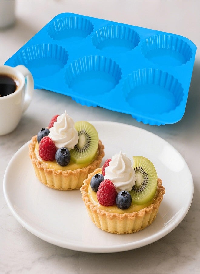 Sidosir 3Pcs 4 Inch Tart Cake Pan Mold, Mini Peanut Butter Cup Molds Silicone, Non-Stick Chocolate Mold for Making Brownies, Silicone Round Molds Corrugated Side for Cupcakes - Image 5