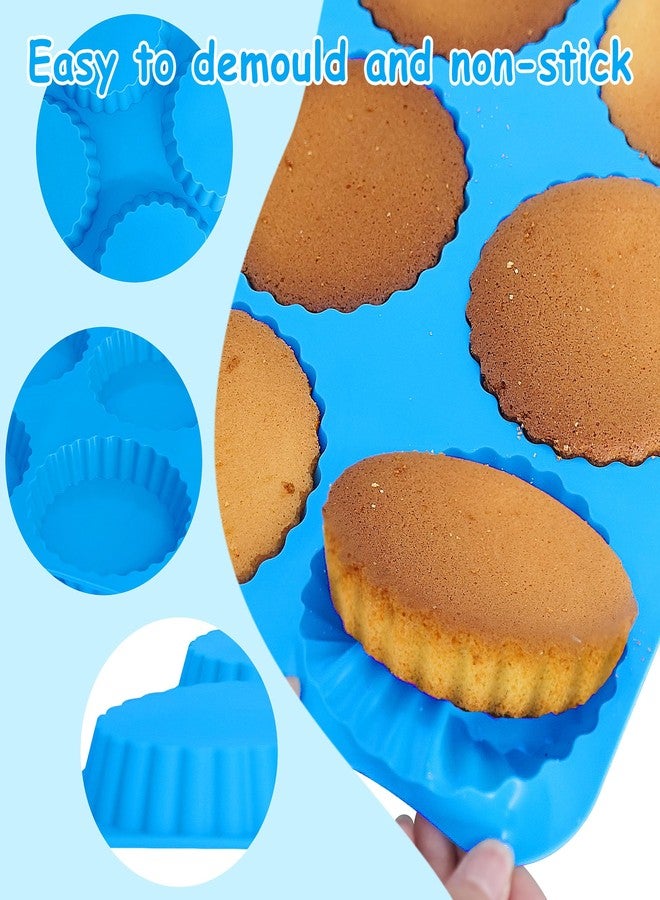 Sidosir 3Pcs 4 Inch Tart Cake Pan Mold, Mini Peanut Butter Cup Molds Silicone, Non-Stick Chocolate Mold for Making Brownies, Silicone Round Molds Corrugated Side for Cupcakes - Image 4