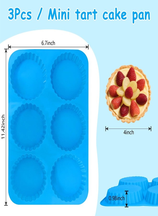 Sidosir 3Pcs 4 Inch Tart Cake Pan Mold, Mini Peanut Butter Cup Molds Silicone, Non-Stick Chocolate Mold for Making Brownies, Silicone Round Molds Corrugated Side for Cupcakes - Image 2