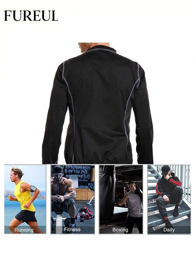 FUREUL Men's Sauna Suit 4-In-1 Waist-Cinching And Shaping Full-Body Sports Shapewear Outer Layer 96% Polyester + 4% Spandex Inner Lining 100% PU Nano-Silver Heat-Locking Coating Waterproof Windproof Airtight And Warm Fabric Highly Elastic And Lightweight Suitable For Home Fitness Everyday Fashion Wear Weight Loss Smoothing Excess Fat Exercise Hiking Running - Image 4