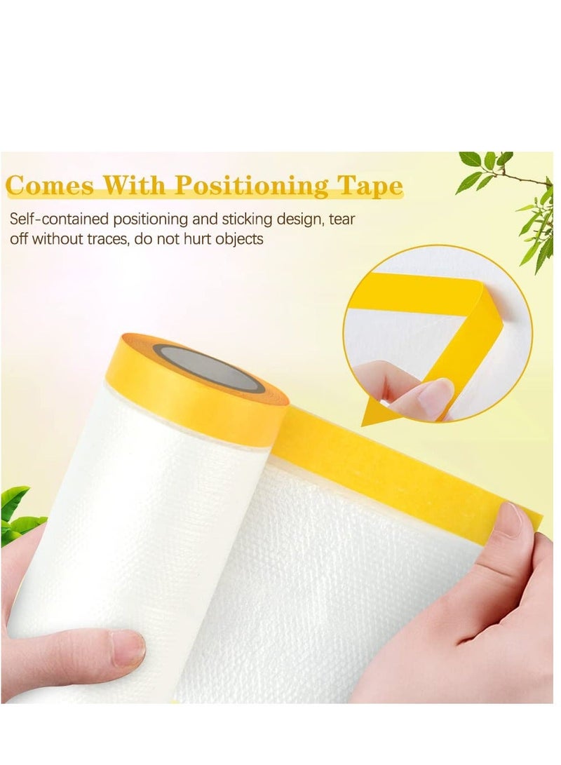 6 Rolls Plastic Drop Cloth Sheeting with Masking Tape,Waterproof Protective Film,Prevent Dust Paint for Car,Furniture,Carpet,Floor (110 cm x 20m)  - Image 3