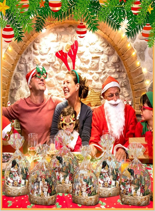 Yexiya 30 Pcs Christmas Cellophane Gift Bags 24" x 30" Holiday Gift Wrap Large Clear Basket Wrapping Plastic Christmas Candy Gingerbread Santa Claus Basket Bags Cookie Package(Gingerbread Man - Image 5