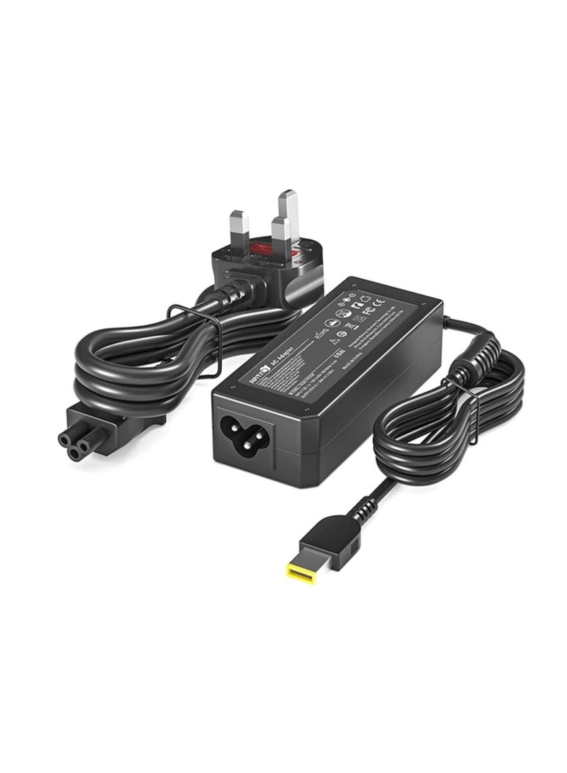 Terabyte 20V 3.25A AC Adapter for Lenovo Z40 Z50 Z50-70 Z50-75 G40 G50 G50-70 G50-80 Thinkpad L440 L460 L470 T440 T450 T460 T470 T540 T560 X230 X240 X250 Power Cord (Yellow Square Tip)  - Image 1