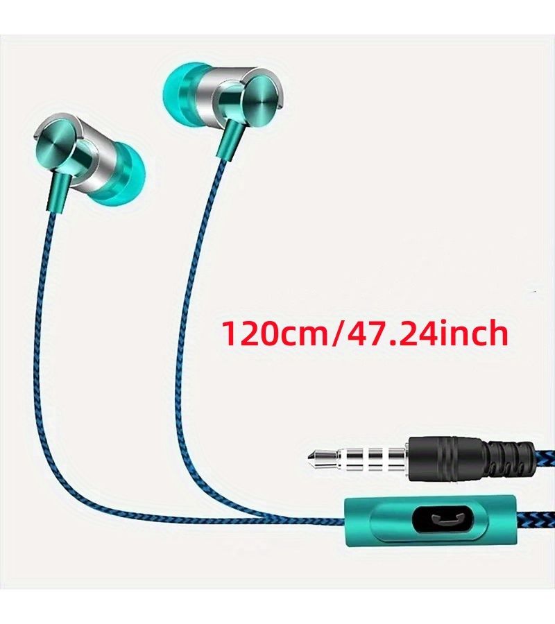 Blue Wired In Ear Noise Cancelling HiFi Stereo Sports Earphones for Mobile Phone - Image 2