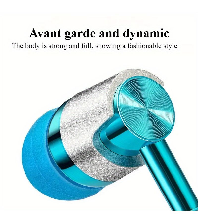 Blue Wired In Ear Noise Cancelling HiFi Stereo Sports Earphones for Mobile Phone - Image 4