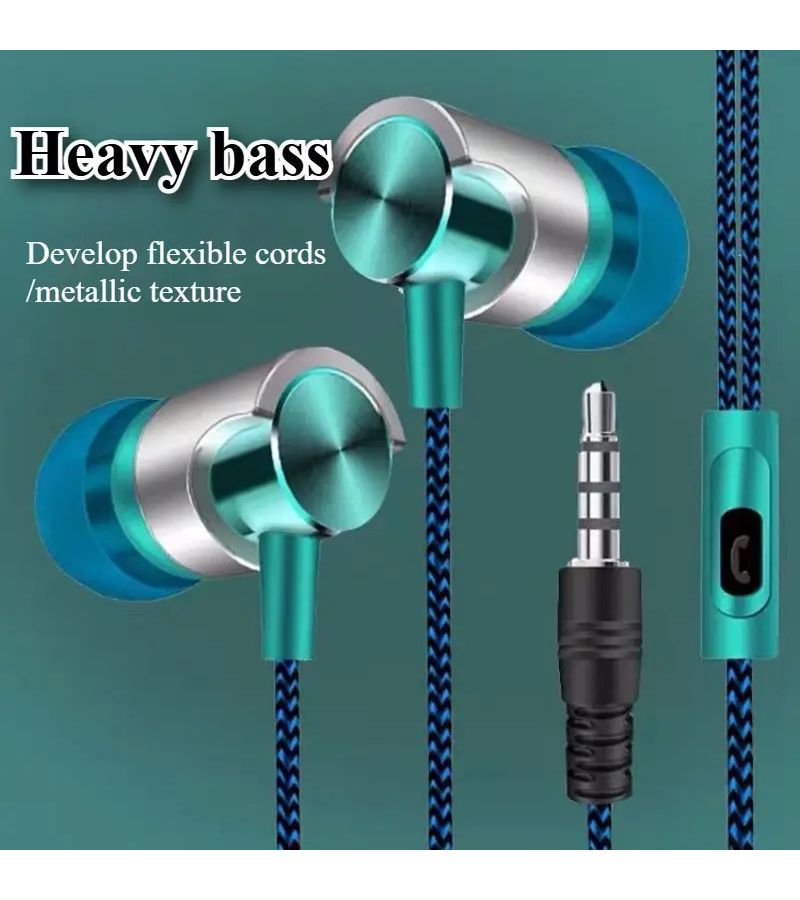 Blue Wired In Ear Noise Cancelling HiFi Stereo Sports Earphones for Mobile Phone - Image 3