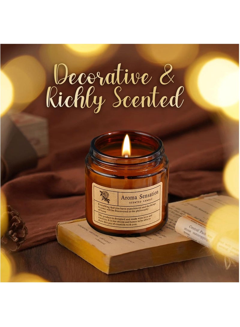 MileMelo 4 Pack Aromatherapy Candle Set Soy Wax Scented Candles Large Brown Jar Candle Long Burning Time Lasting Fragrance for Home Scented Aromatherapy Festival Gifts Set  - Image 4