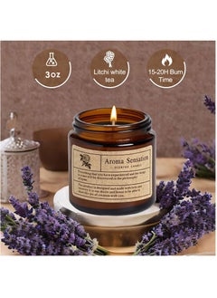 مايل ميلو حزمة من 4 شموع معطرة صغيرة - بعطور متعددة تدوم طويلاً للعلاج بالروائح العطرية - مجموعة شموع عنبر صويا وغير ضارة للرجال والنساء في السبا واليوغا والمساج، شموع جميلة برائحة قوية - 3 أونصة  - Image 5