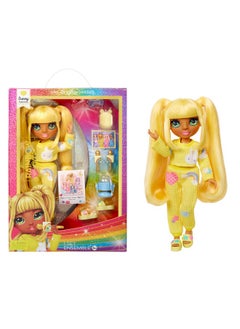RAINBOW HIGH Jr High Pj Party - Sunny, Yellow 9" Posable Blonde Fashion Doll With Soft Onesie, Slippers, Fun Play Accessories, Great Toy Gift For Girls Kids Ages 4-12 Years  - Image 1