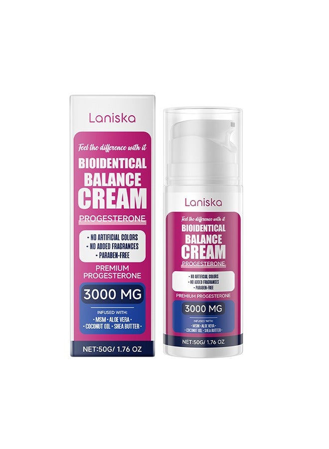 LANISKA Bioidentical Balance Cream - Natural Progesterone Cream for Women, Natural Progesterone, Balancing Skin Cream for Menopause Relief & Optimal Balanc, Bio-Identical Progesterone Cream for Women 50g - Image 1