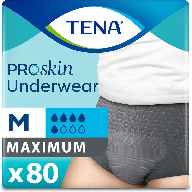 Tena TENA ProSkin Disposable Underwear Male Pull On with Tear Away Seams Medium, 73520, Maximum, 80 Ct 