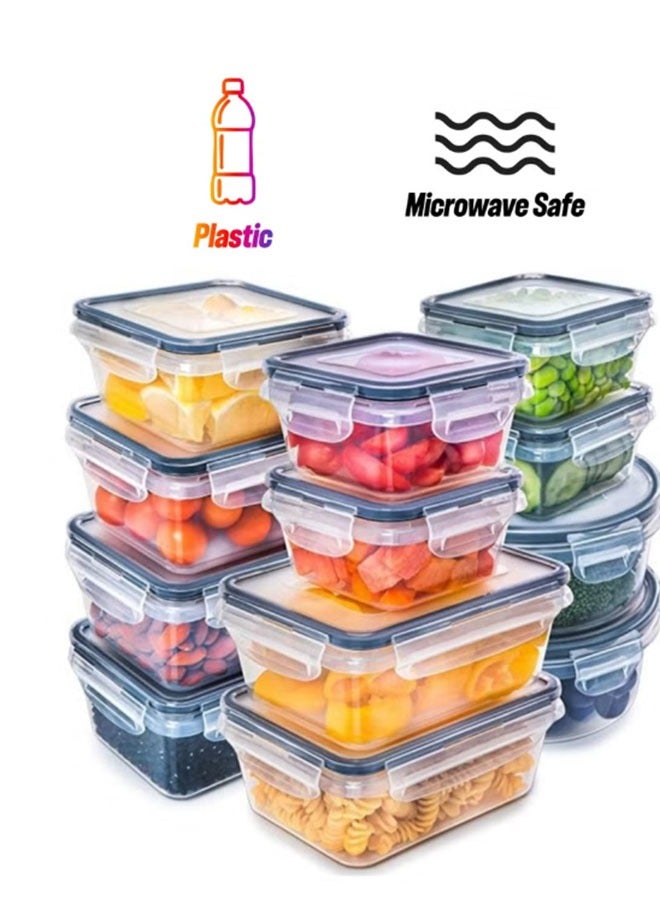 12-Piece Food-Grade BPA-Free Storage Container Set, 5 Sizes Leakproof Airtight, Microwave  Dishwasher Safe, Stackable for Fridge/Pantry (Top Choice for Middle East Kitchen Organization) - Image 1