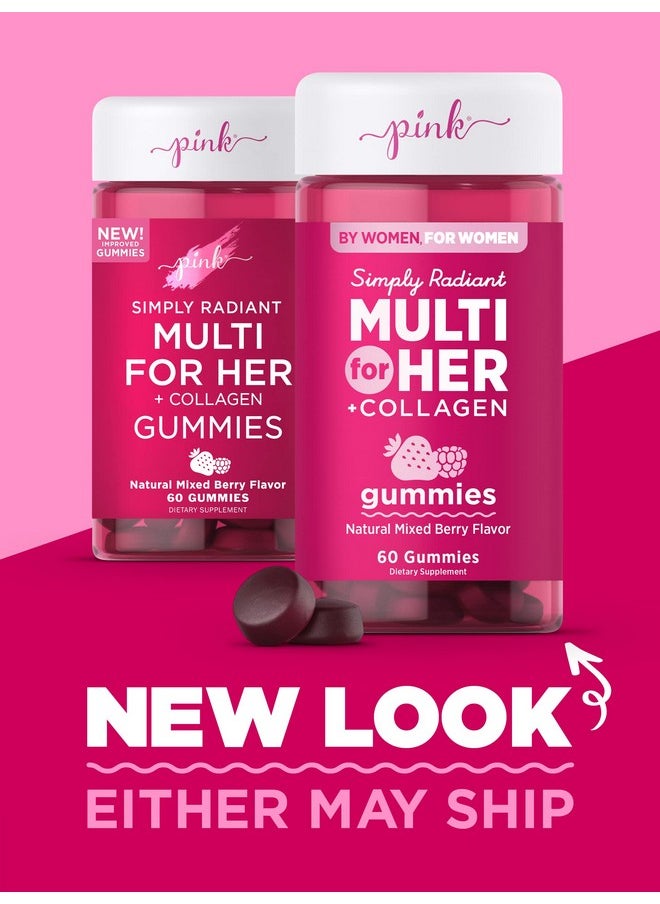 PINK - Multivitamin For Women; 60 Gummies; Nongmo & Gluten Free; Plus Collagen & Biotin; Mixed Berry Flavor - Image 1