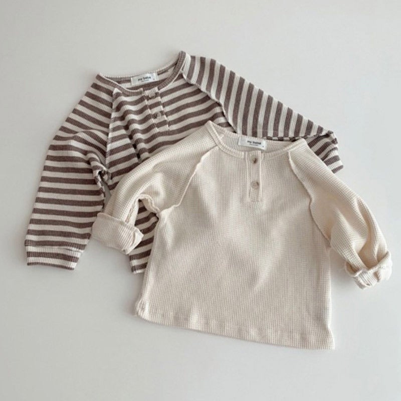 Ins Korean Style New Style Casual All-Match Striped Top For Boys And Girls Baby Simple T-Shirt Baby Pullover Clothes - Image 2