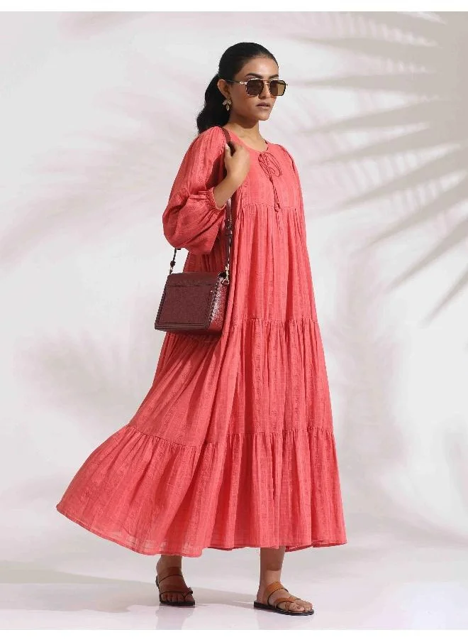 ترو برونز trueBrowns Pink Cotton Tier Dress