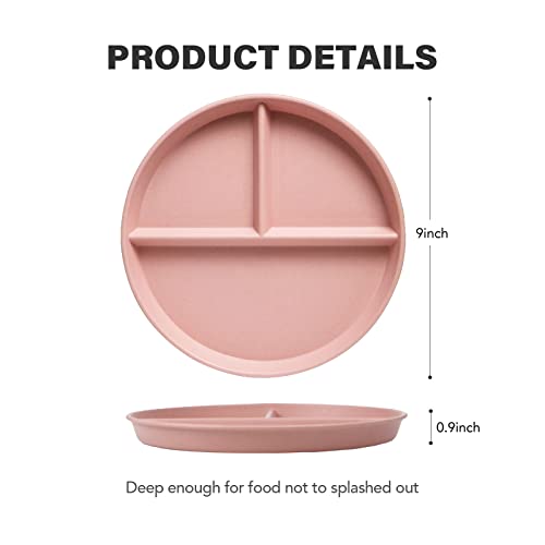 greenandlife 9 Inch (4PCS) Unbreakable Divided Plates for Kids Adults, Dishwasher & Microwave Safe Compartment Plate, Lightweight Reusable Plastic Portion Control Plates, BPA Free and Healthy - Image 2