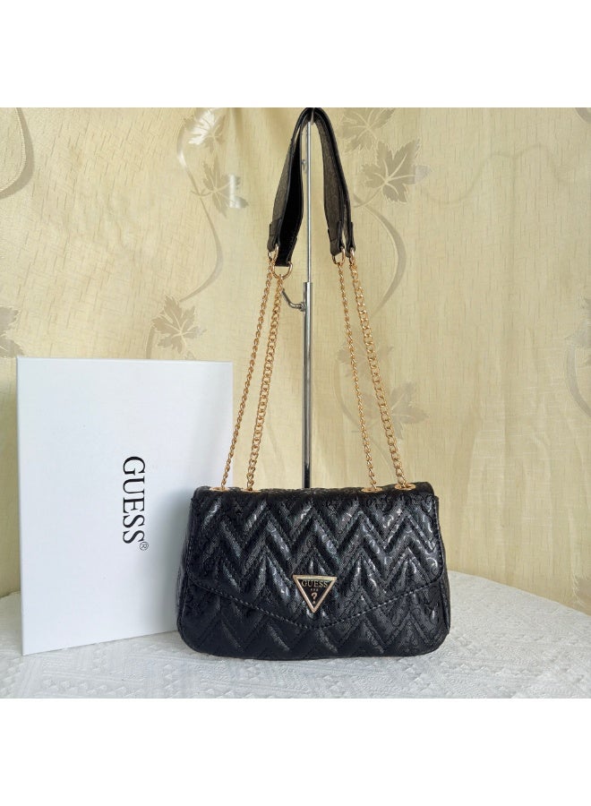 GUESS Fashion Adelasia Convertible Crossbody Flap Bag Women's bag，Black - Image 1