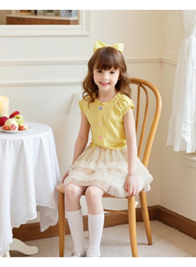 DEESHA Ruffle-trimmed Ballet Style】infant & Toddler Girls' T-shirt - 2025 Summer Versatile Casual Top - Image 1