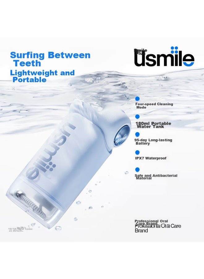usmile ابتسامة بلس جهاز تنظيف الأسنان بالماء، جهاز تنظيف الأسنان بالماء القابل للسحب C10S ميكا أبيض، هدية عيد ميلاد - Image 5