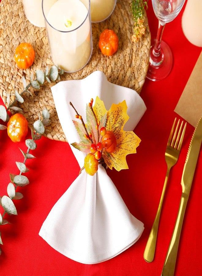 wonlex Fall Napkin Rings Set of 12, Farmhouse Thanksgiving Napkin Ring Buckle Holders with Berry for Holidays, Table Decor, Family Dinner, Weddings, Party(Pumpkin) - Image 3