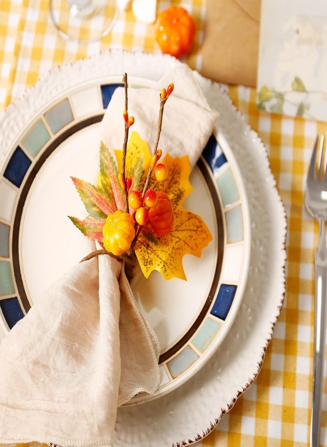 wonlex Fall Napkin Rings Set of 12, Farmhouse Thanksgiving Napkin Ring Buckle Holders with Berry for Holidays, Table Decor, Family Dinner, Weddings, Party(Pumpkin) - Image 5