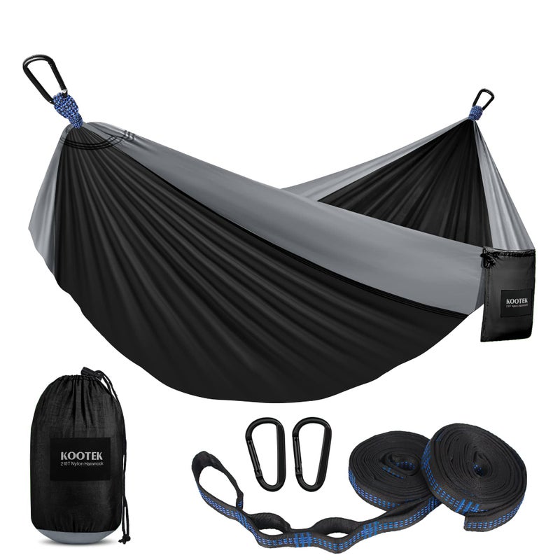 Kootek Kootek Camping Hammock 500 lbs Capacity, Camping Essentials, Lightweight Portable Double Hammock with Tree Straps, Camping Gear for Outside Hiking Camping Beach Backpack Travel  - Image 1