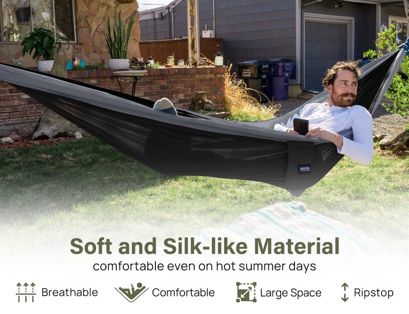 Kootek Kootek Camping Hammock 500 lbs Capacity, Camping Essentials, Lightweight Portable Double Hammock with Tree Straps, Camping Gear for Outside Hiking Camping Beach Backpack Travel  - Image 5