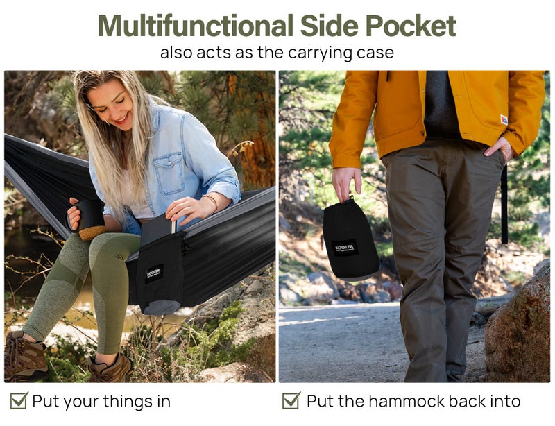 Kootek Kootek Camping Hammock 500 lbs Capacity, Camping Essentials, Lightweight Portable Double Hammock with Tree Straps, Camping Gear for Outside Hiking Camping Beach Backpack Travel  - Image 4