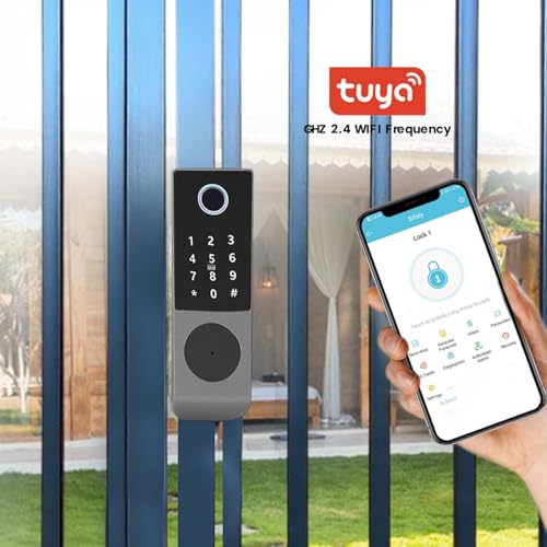 We Technology smart latch double gate lock, electronic gate latch for outdoor fence, waterproof keyless smart rim lock, electric double sided keypad locks, Fingerprint, Passcode, Key, IC Card, Tuya App - Image 4