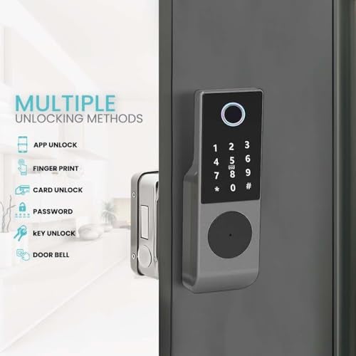 We Technology smart latch double gate lock, electronic gate latch for outdoor fence, waterproof keyless smart rim lock, electric double sided keypad locks, Fingerprint, Passcode, Key, IC Card, Tuya App - Image 3